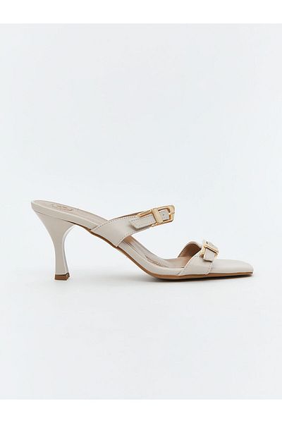 LC Waikiki Square Toe Buckle Heeled Women's Slippers