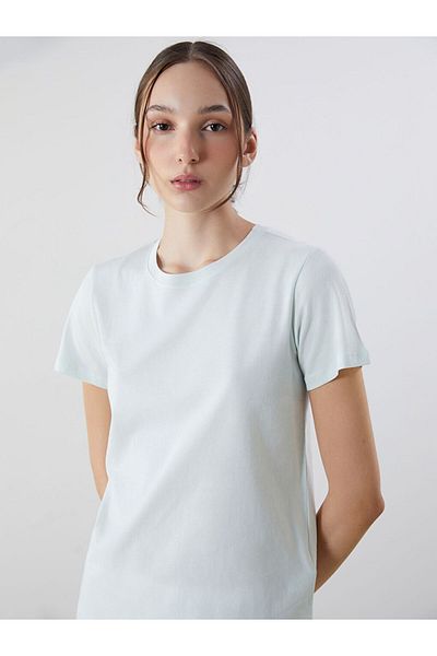 LC Waikiki Pastel Blue Crew Neck Women's T-Shirt