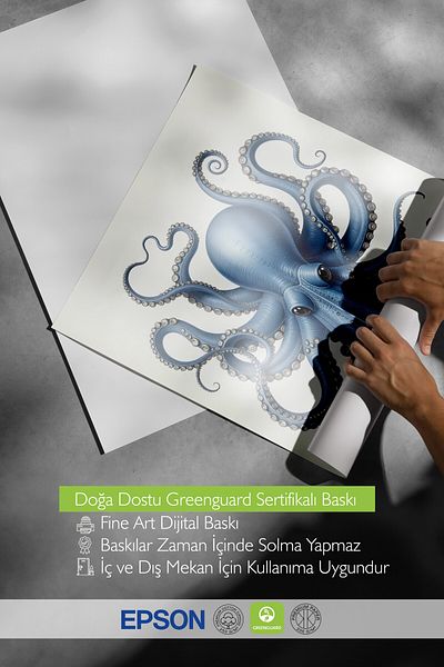 Postifull Frameless Wall Poster, Octopus, Illustration, Blue Color Poster, Summer Selection of 2025, No:109619