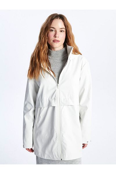 LC Waikiki Hooded Plain Leather Look Women's Raincoat