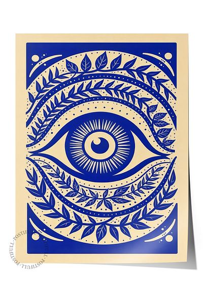 Postifull Frameless Wall Poster, Charming Eye, Illustration, Blue Color Poster, 2025 Summer Selection, No:10959