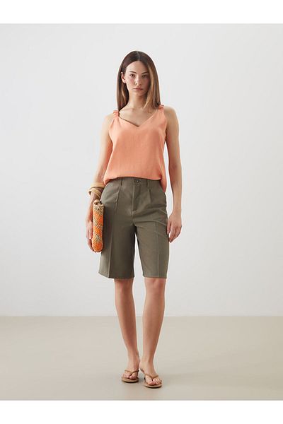 LC Waikiki Coral V-Neck Strap Modal Blend Blouse