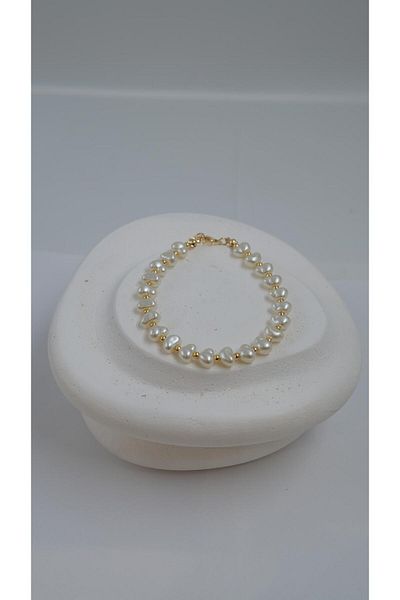Jerie Drop Baroque Pearl Look Bead Anklet