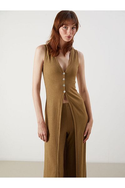 LC Waikiki Lcw V-Neck Textured Dress Fast Fashion