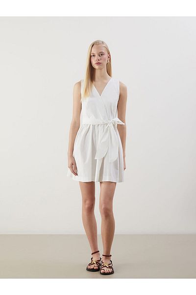 LC Waikiki Double Breasted Collar Poplin Mini Dress