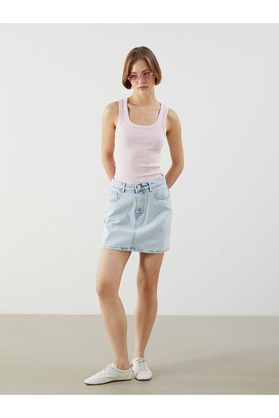 LC Waikiki Xside Blue Slim Fit Mini Jean Skirt