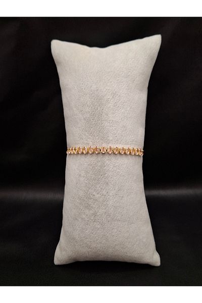 Han Ticarethane Gold Color Pink Zircon Stone Waterway Bracelet