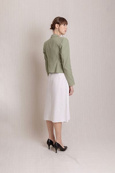 Volanlı White Embroidered Long Azlik Linen Skirt