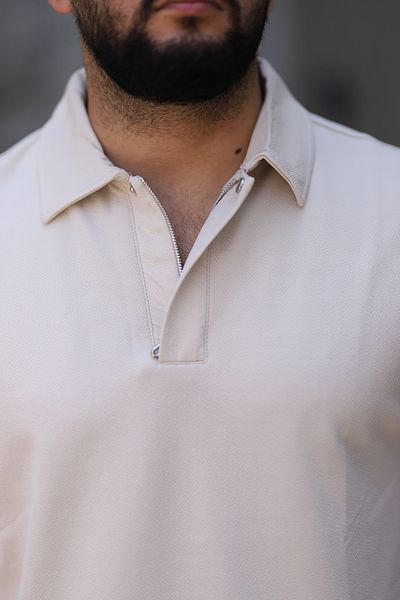 Ramires Men's Polo Neck T-Shirt, Relaxed Fit, Snap Detail, Bottom Top Suit