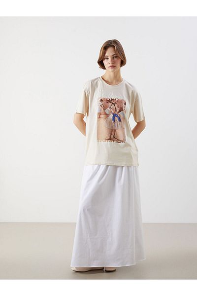 LC Waikiki New Season Crew Neck Ballerina Printed Women's T-Shirt - S5M662Z8