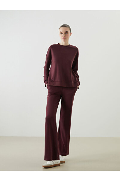 LC Waikiki Plum Color Elastic Waist Modal Mixed Women's Sweatpants