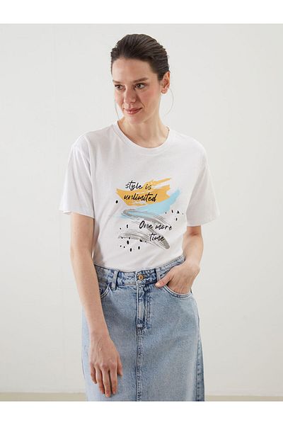 LC Waikiki Tricou de damă cu imprimeu cu decolteu rotund de sezon nou - S5KR10Z8