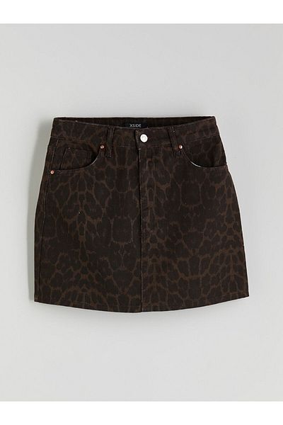 LC Waikiki LCW Mini fustă de jeans cu model leopard