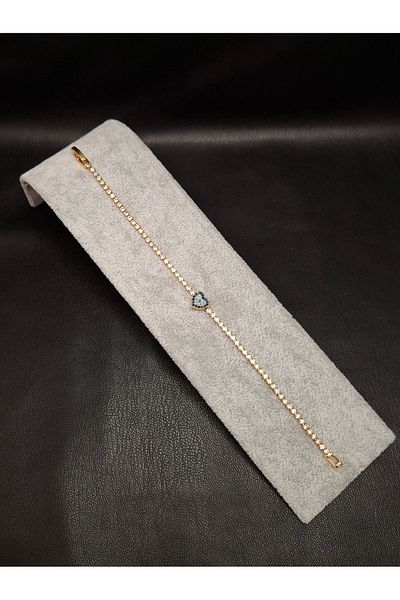 Han Ticarethane Gold Color Stone Waterway Heart Model Bracelet