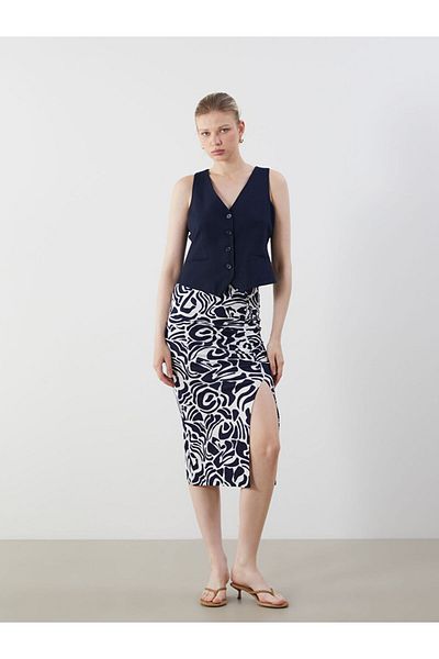 LC Waikiki Patterned Gathered Skirt with Elastic Waist