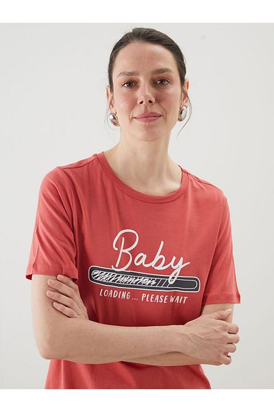 LC Waikiki New Season Crew Neck Printed Maternity T-Shirt - S5Jd27Z8