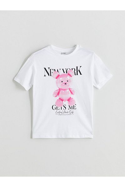 LC Waikiki Νέα σεζόν Crew Neck New York Printed Girls Tisort - S5PT79Z4