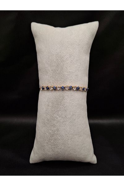 Han Ticarethane Stone and Evil Eye Beaded Elevator Waterway Bracelet