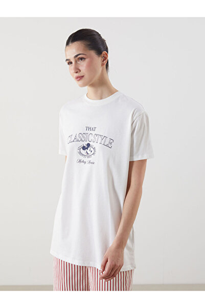 LC Waikiki Rmz Gi̇yi̇m Farkiyla Mickey Mouse Printed Loose Fit Women's T-Shirt