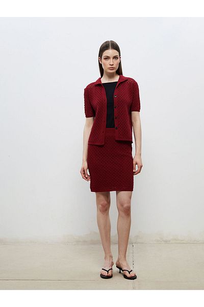 LC Waikiki Mini Knitwear Skirt with Openwork Elastic Waist