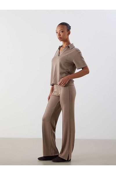 LC Waikiki Pink Wide Leg Women's Sweatpants with Elastic Waist