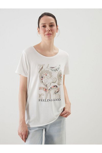 LC Waikiki Γυναικείο μπλουζάκι με στάμπα Crew Neck