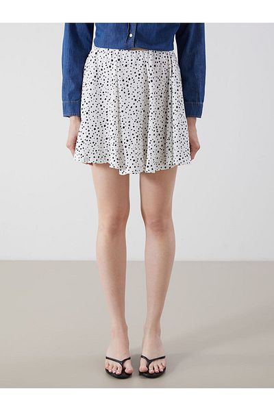 LC Waikiki Black Patterned Mini Skirt with Elastic Waist