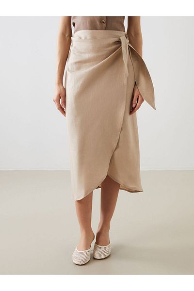 LC Waikiki New Season Elastic Waist Linen Skirt - S5P624Z8