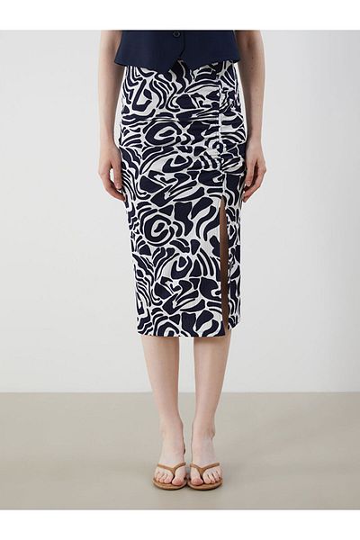 LC Waikiki Patterned Gathered Skirt with Elastic Waist