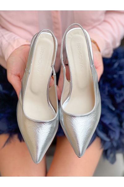 BERFONA Maria Silver Metal 5 cm Heel Sandals