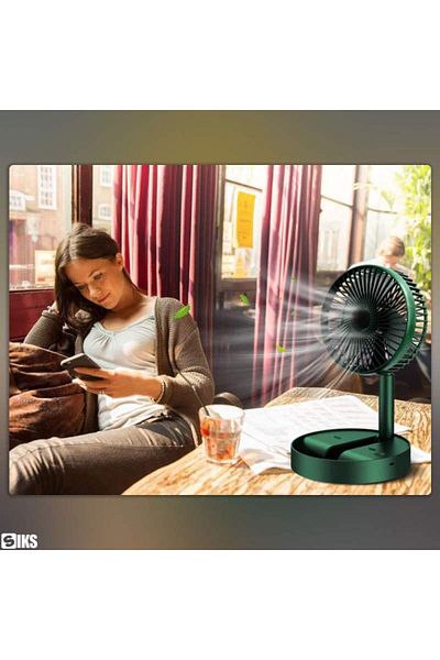 SIKS Ventilator de birou portabil cu 3 viteze, înălțime reglabilă, reglabil la 180 de grade, baterie de 4500 mAh