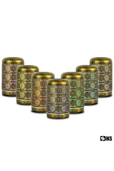 SIKS Umidificator de aer, LED cu 7 culori, Difuzor de uleiuri esențiale, Recipient gradat, 250 ml, Bronz