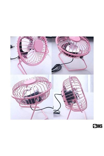 SIKS USB Table Fan, 360° Adjustable, 15 x 14 x 8.5 cm, 68 cm cable, Pink