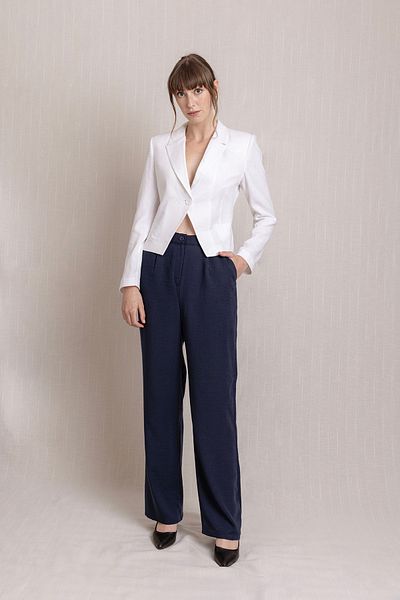 Volanlı Linen Pleli Palazzo Trousers