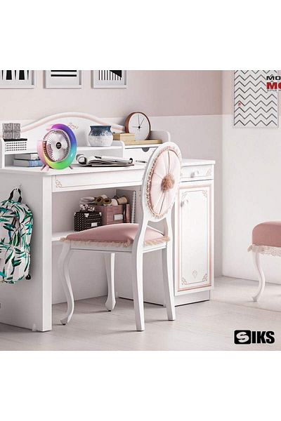 SIKS Mini ventilator portabil pentru birou, LED RGB, lumini ambientale, reglare la 180°, 3 viteze ale vântului