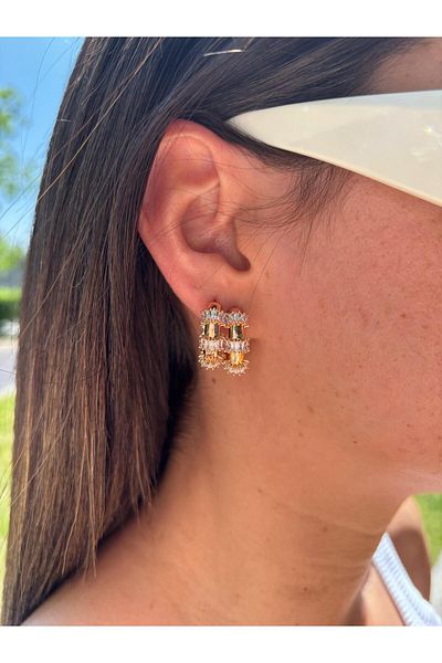 D&B Stone Gold Hoop Earrings