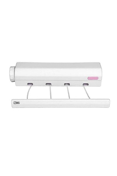 SIKS Uscător de rufe retractabil, montat pe perete, kit de montare inclus, 4 frânghii x 3,2 m