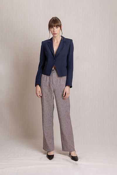 Volanlı Linen Pleli Palazzo Trousers