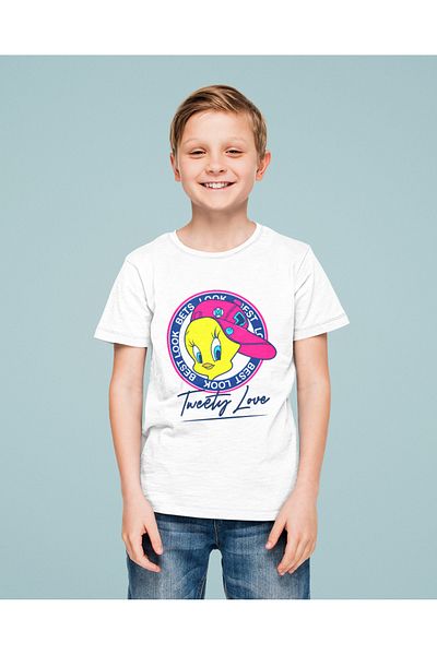 SEVBANO Tricou unisex pentru copii Tweety Love Printed (vârsta 1-12)