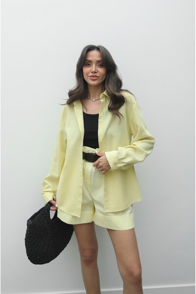 Havoş Yellow Tivigo Belted Shorts