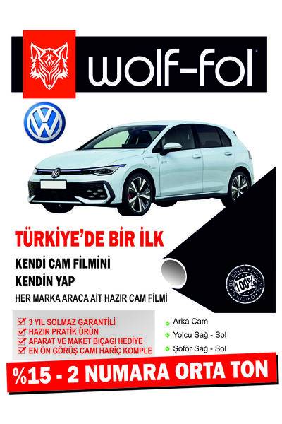 wolf-fol Oto Cam Filmi Amerikan Çizilmez Hazır Ürün Volkswagen Golf8 Orta Ton 2 Numara