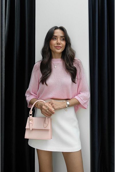 Havoş Pink Raglan Openwork Knitwear