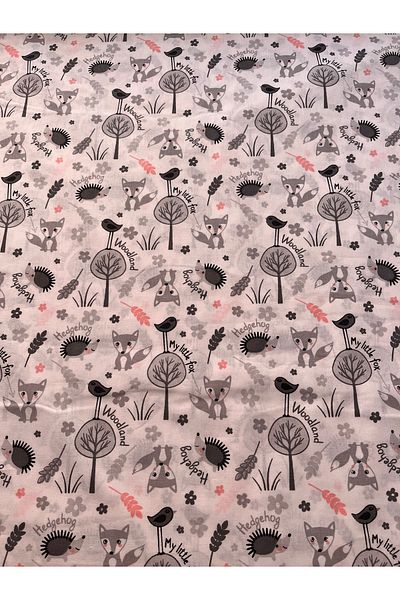 Sabaev Textile material, 100% natural cotton, width 240 cm, pattern In the forest animals