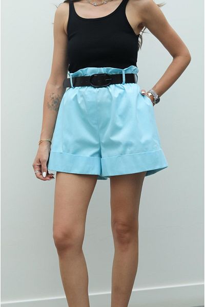 Havoş Blue Tivigo Belted Shorts