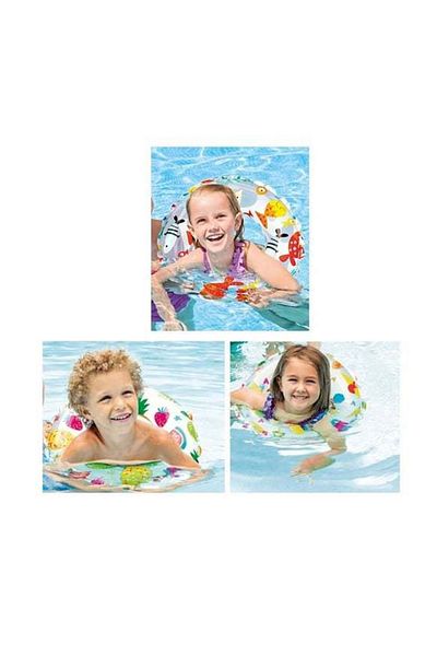 MAİN SHOP Intex Fish Printed Bagel 51 cm (3-6 Years) Inflatable Pool and Sea Swimming Ring Children's Lifebuoy M-59230