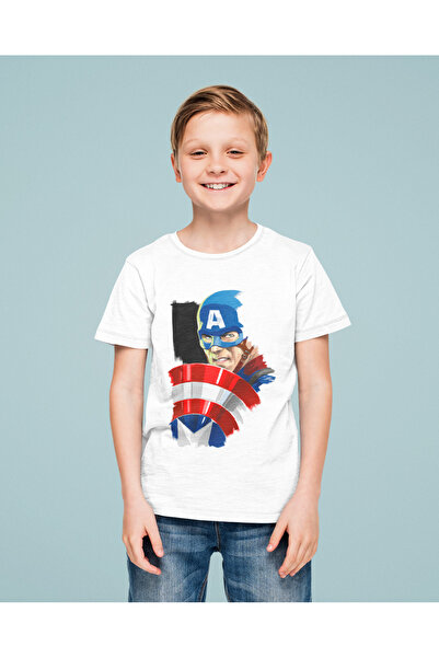 SEVBANO Tricou pentru copii cu design Captain America imprimat unisex Avenger...