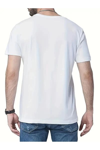 CODE Men's short-sleeved T-shirt made of 100% pure cotton, plant leaf print, casual, comfortable&soft.