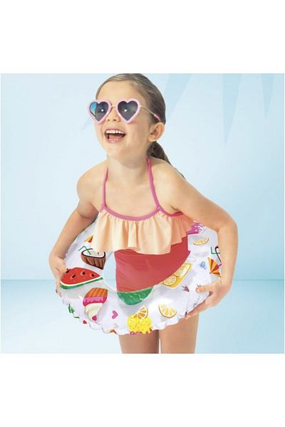 MAİN SHOP 6-10 Years Old 61cm Fruit Printed Simit Inflatable Pool and Sea Swimming Ring Children's Life Buoy M-59241