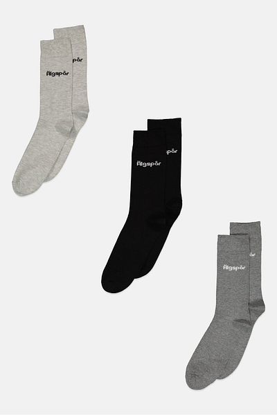 Algspar Men 3 Pairs Brand Logo Non Terry Crew Socks, Multicolor