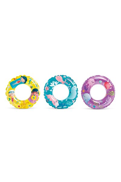 MAİN SHOP Intex 6-10 Years Old 61cm Cute Printed Bagel Inflatable Pool and Sea Swimming Ring Children's Ring M-59242